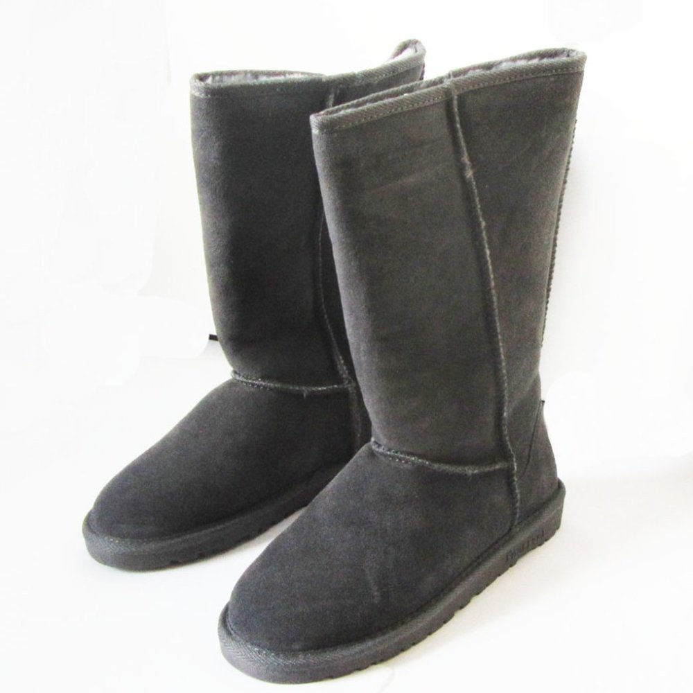 Women TPR Sole Winter Medium Boots Suede Upper in Gray SZ8